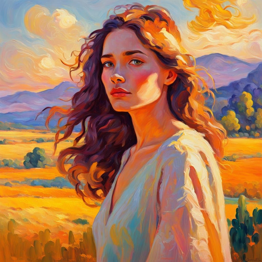 Ethereal Woman in Fauvist Oil Painting