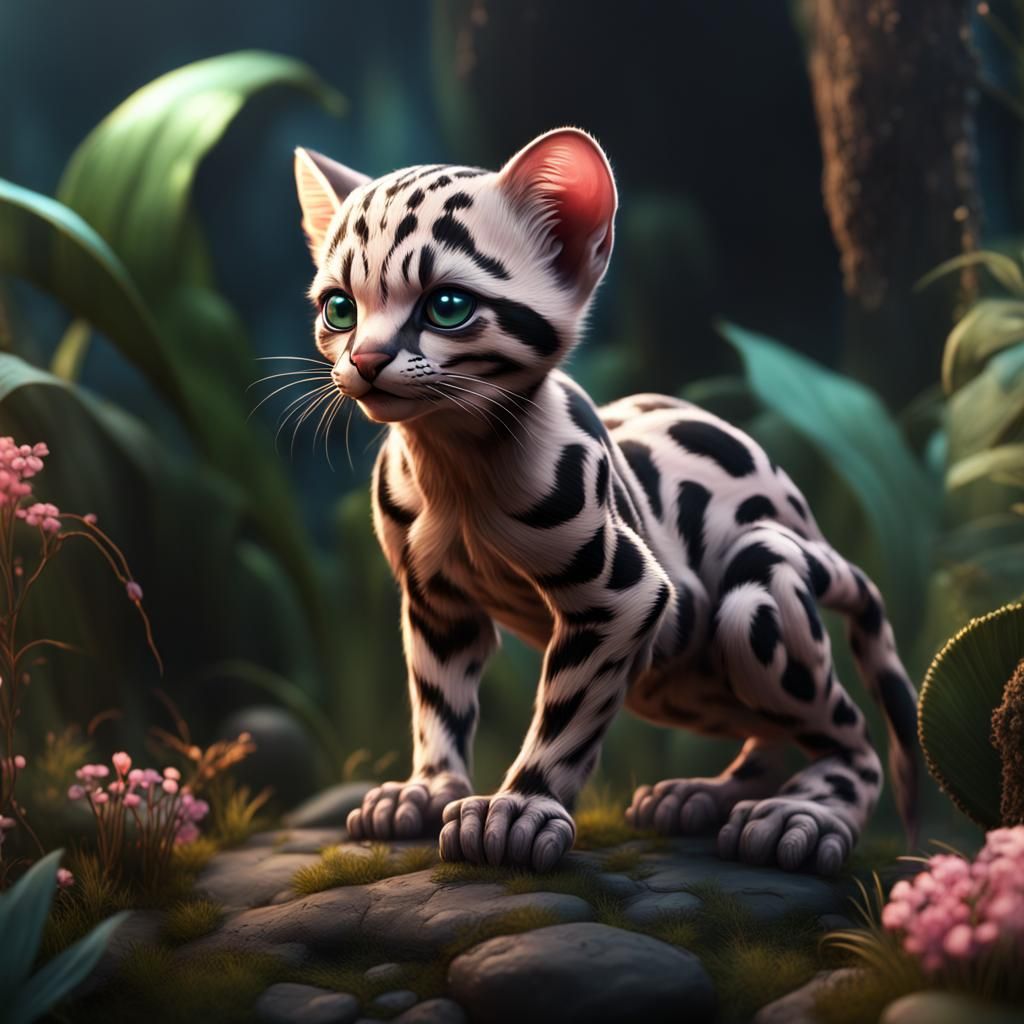 Adorable Ocelot Cub in Detailed Digital Painting