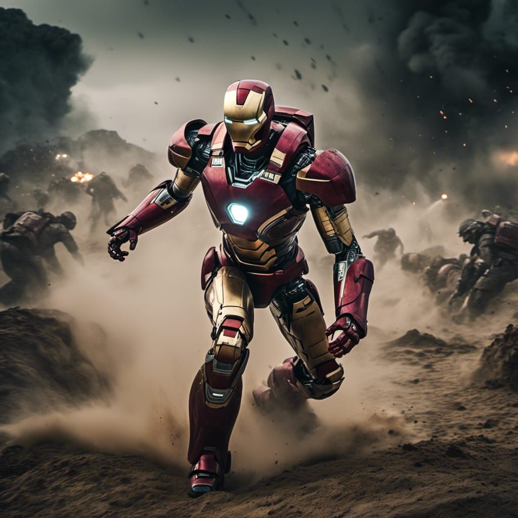 Hyperrealistic Ironman in Wild Fight, Cinematic Still