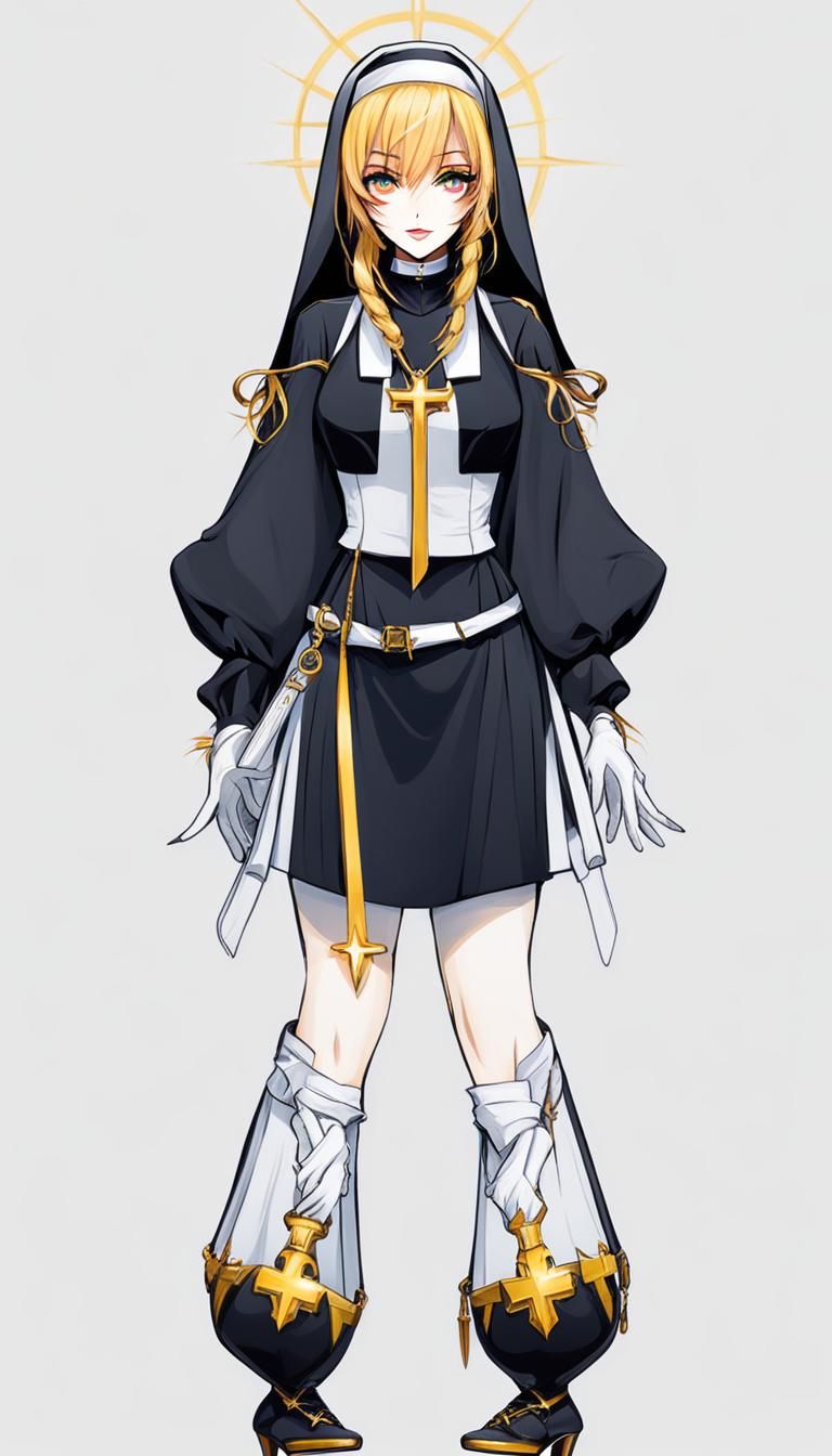 Stylized Nun Character in Digital Art