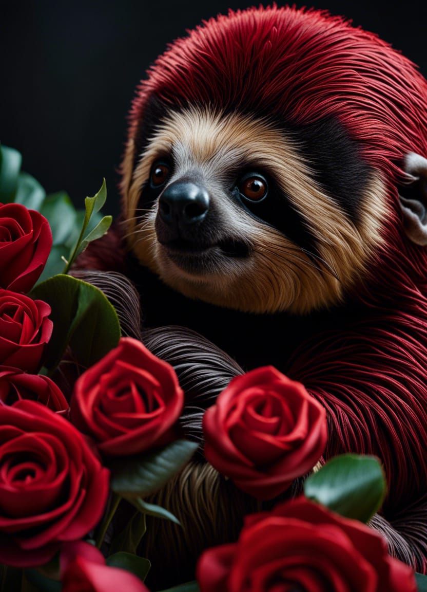 Goth Sloth Enjoys Red Velvet Cake