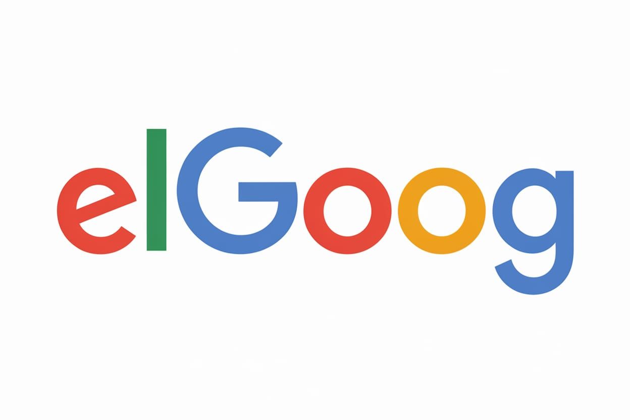 Mirror Image of Google Logo in Reverse Alphabet Style