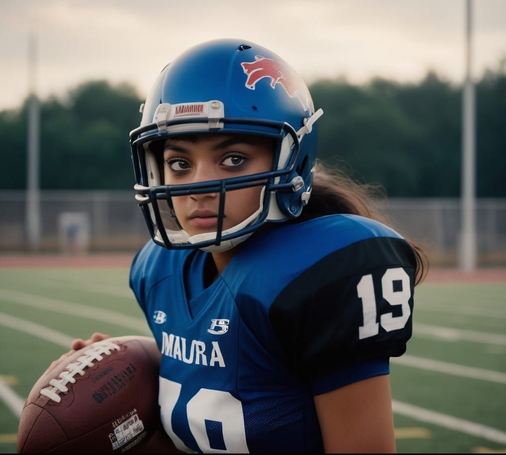 Sultry Flag Football Player in Cinematic Style