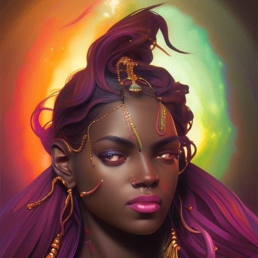 Goddess Kali Portrait in Art Nouveau Style