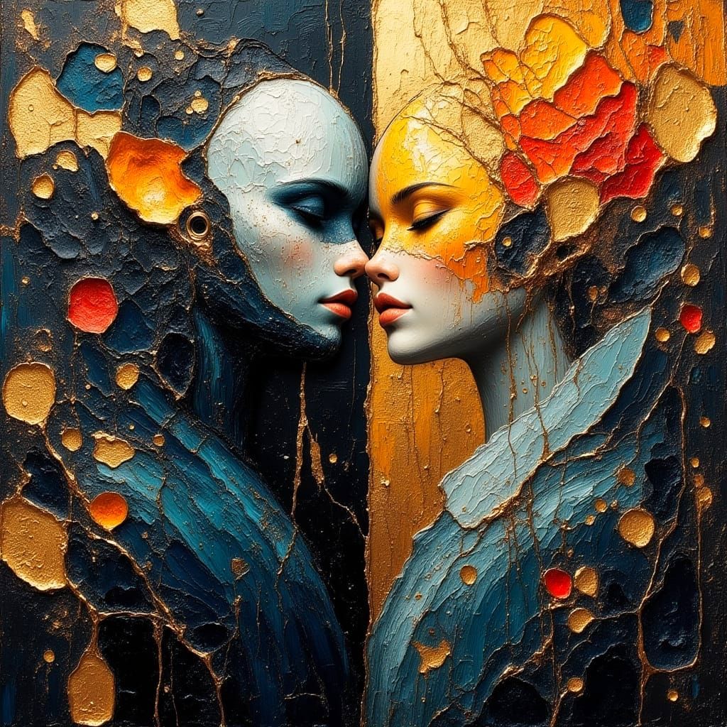 Couple in Goya Style Oil Painting