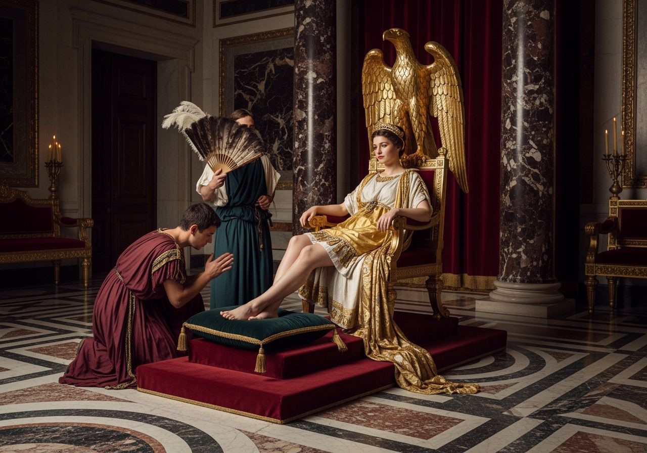 Opulent Roman Empress on Eagle Throne