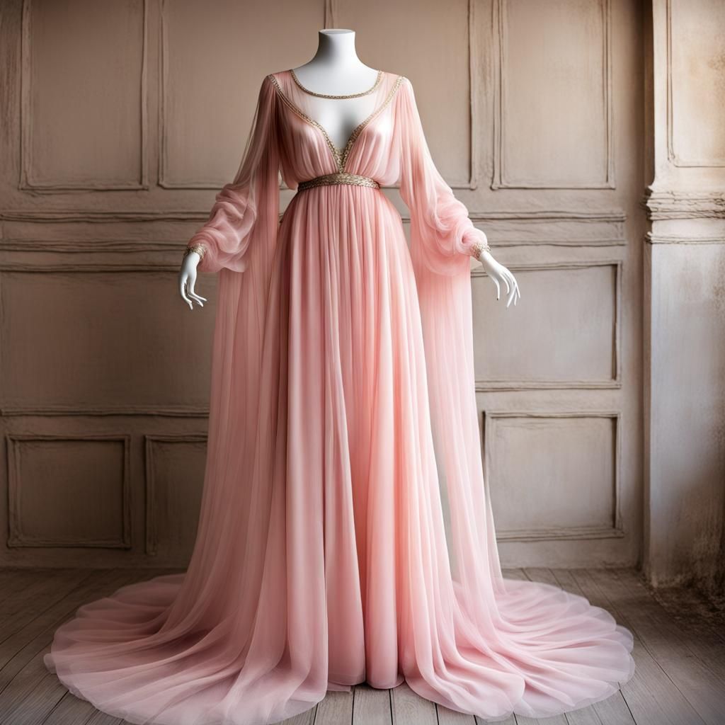 Pink Greek Princess Dress on Dress Form