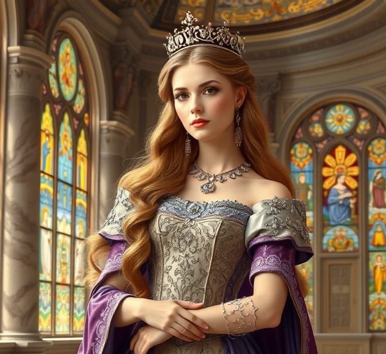 Elegant Royal Princess in Grand Palace Hall