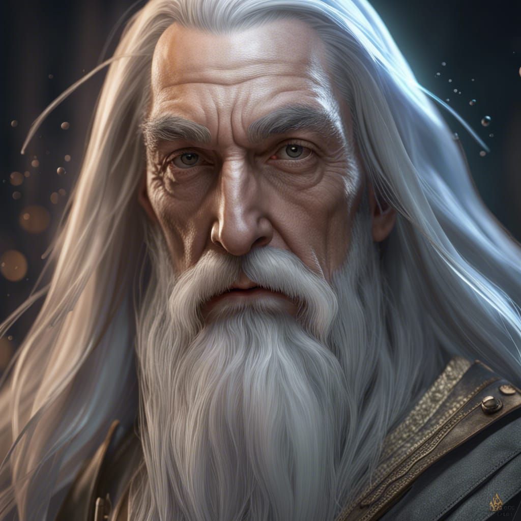Hyperrealistic Saruman Portrait in Art Nouveau Style