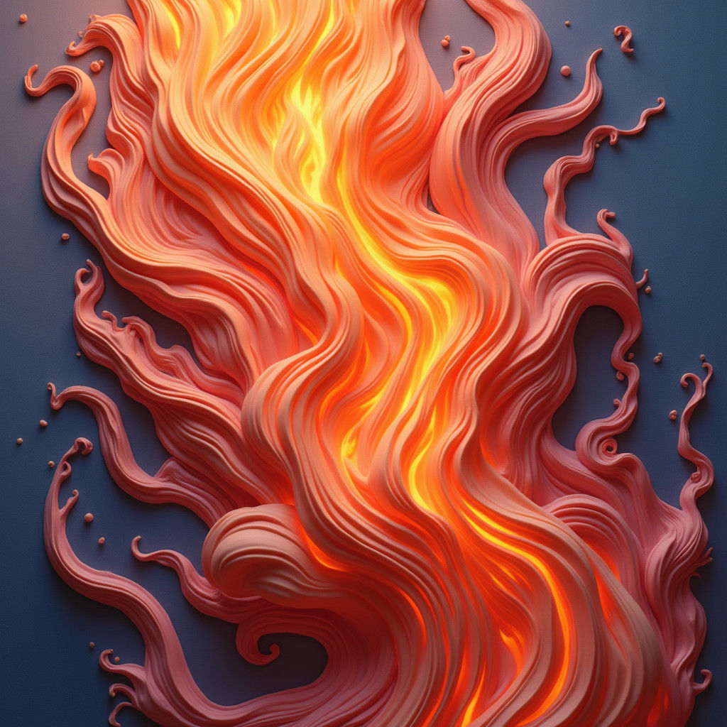 Luminescent CGI Fire Sculpture in Pop Art Style