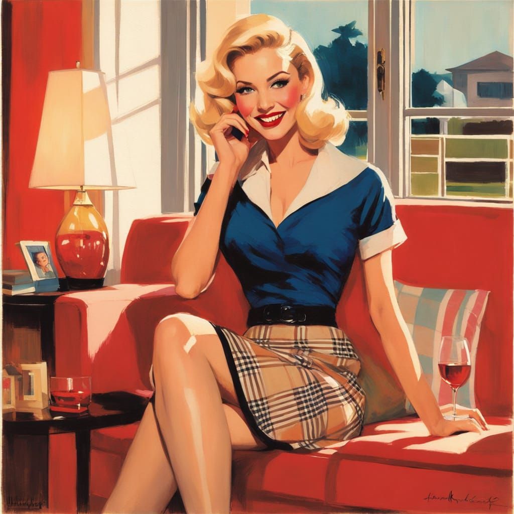 Vintage Pinup Lady in Softer Light