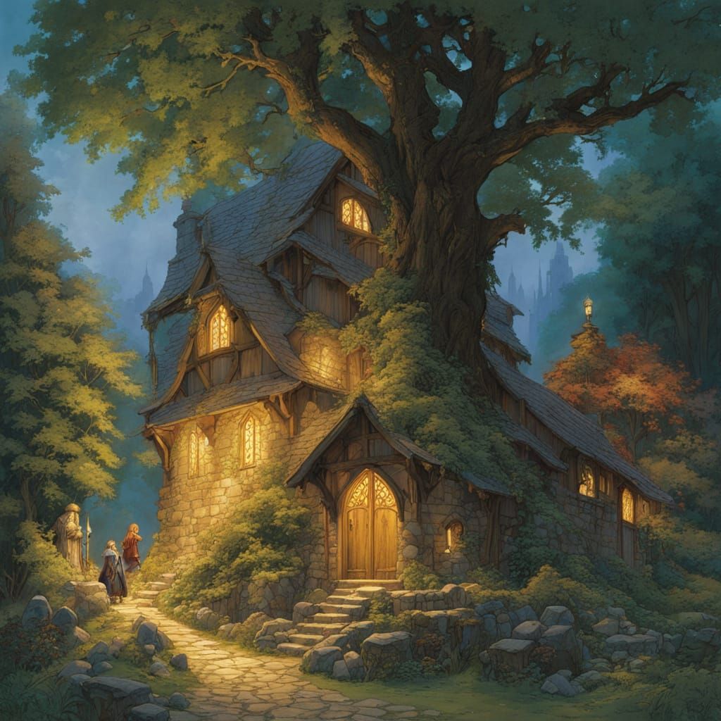 Young Paladin at Chapel in Ghibli-esque Fantasy Scene