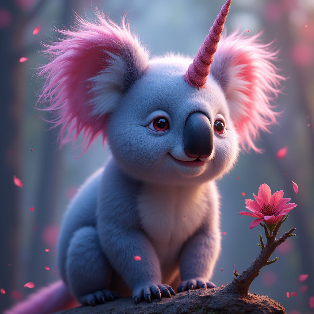 Fantastical Koala Unicorn Hybrid in Detailed Digital Paintin...