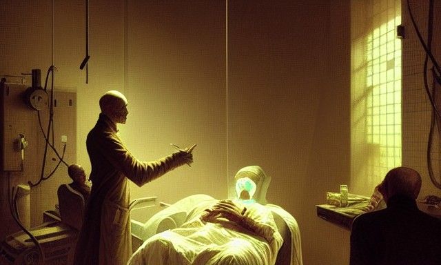 Sinister Doctor in Operating Room: Digital Horror Art