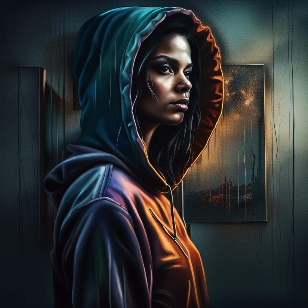 Moody Portrait with Mirror Reflection in Matte Painting Styl...