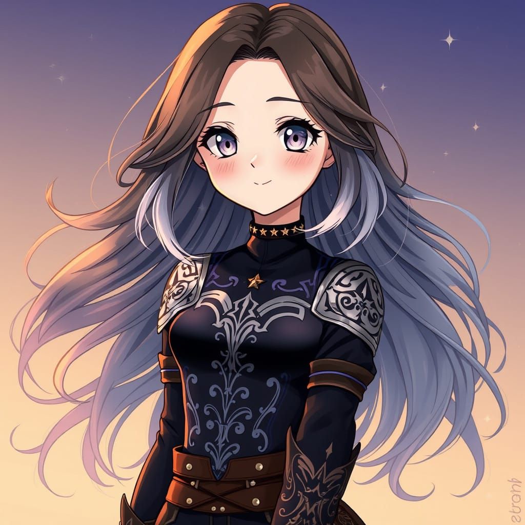 Ethereal Anime Girl with Mystical Aura and Silver Ombre Hair