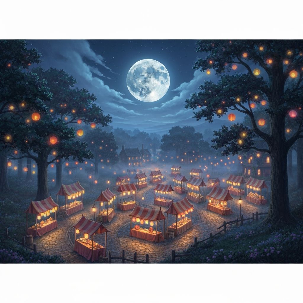 Ethereal Lantern Festival Under Moonlight Sky