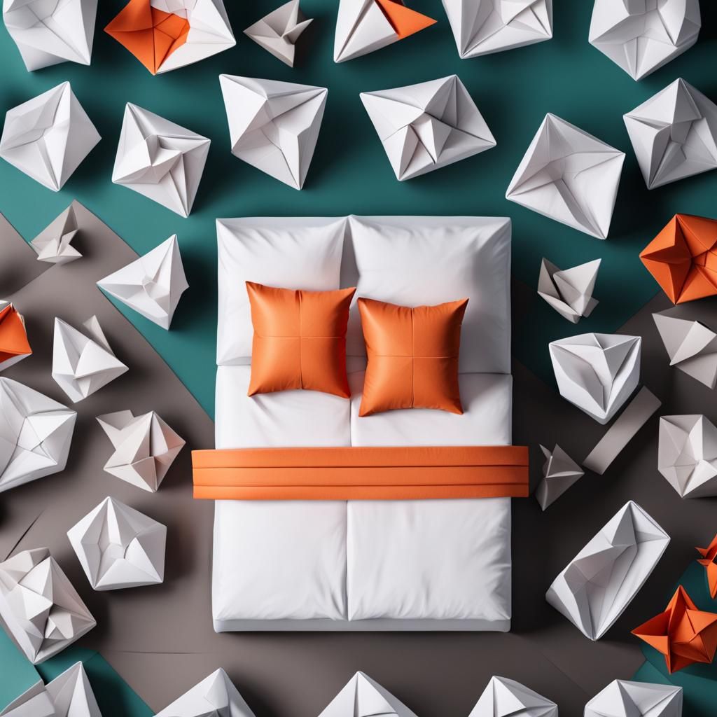 Origami Bed Papercraft in 8K Resolution