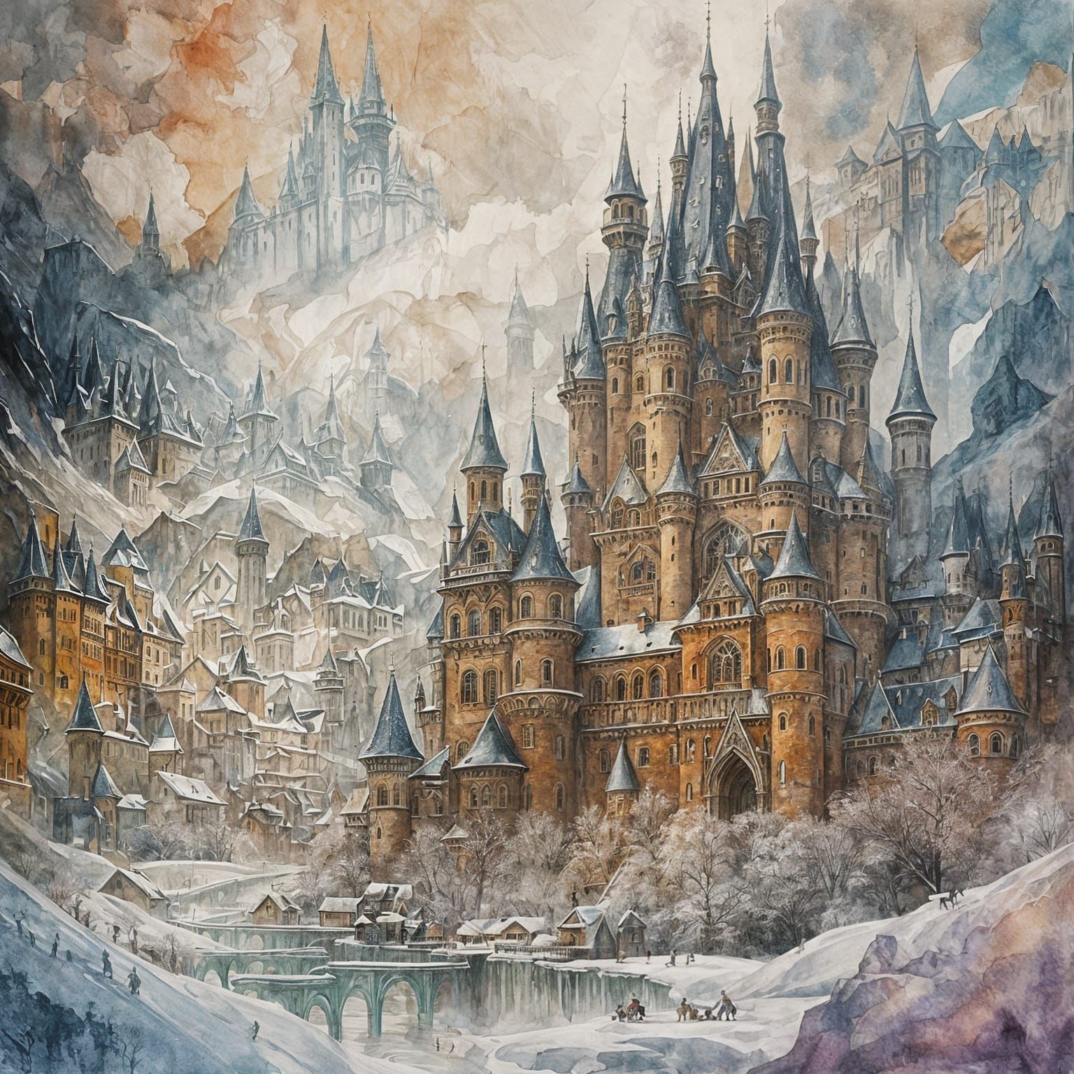 Winter Kingdom in Gouache Style