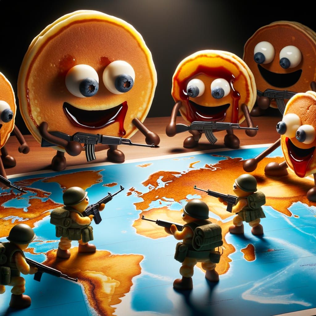 Pancake Soldiers Plotting World Domination: A Comedic Scene