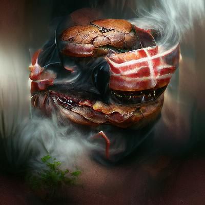 Sinister Barbeque Bacon Burger in Digital Painting Style