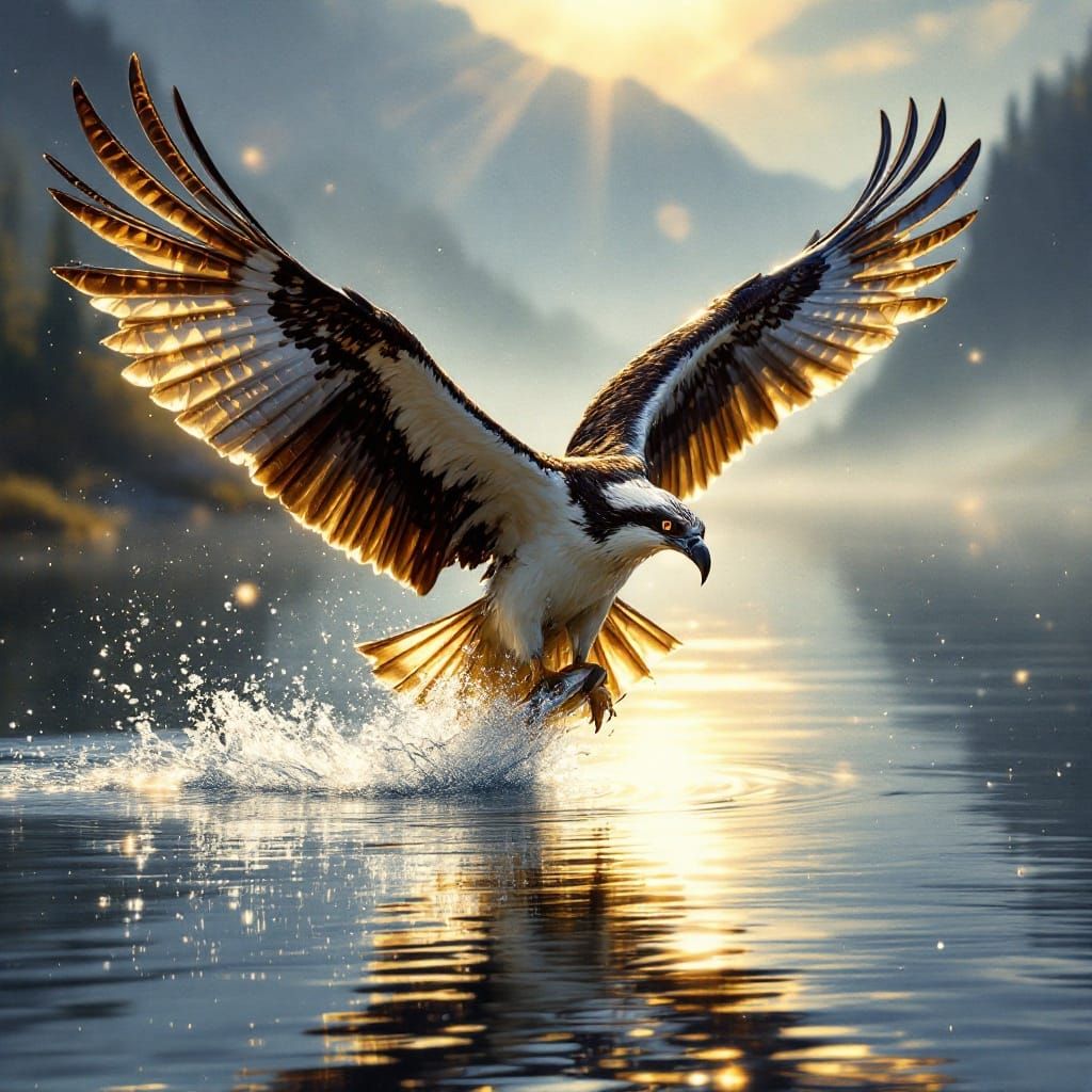 Majestic Osprey in Golden Flight