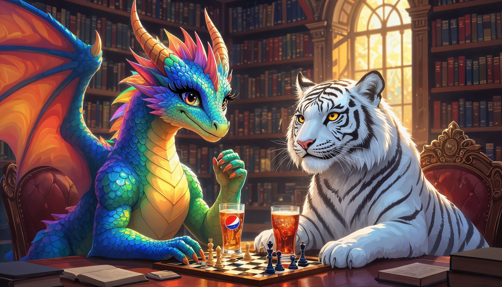 Rainbow Dragon and Tiger Chess Match