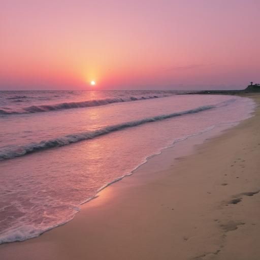 Pink Sunset Sky at the Beach