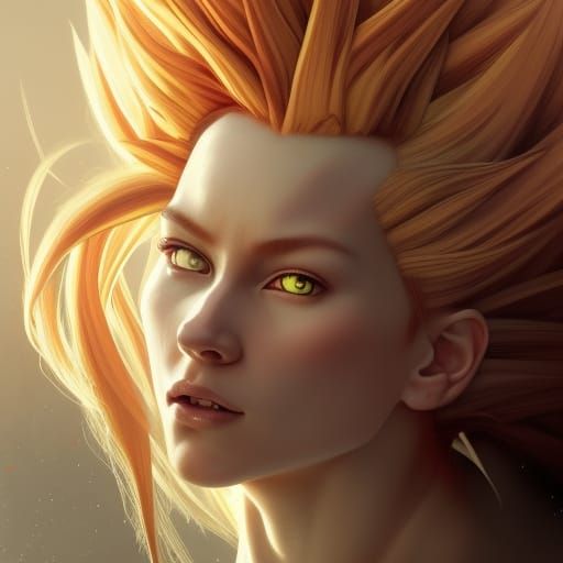 Female Super Saiyan Portrait in Baroque Style