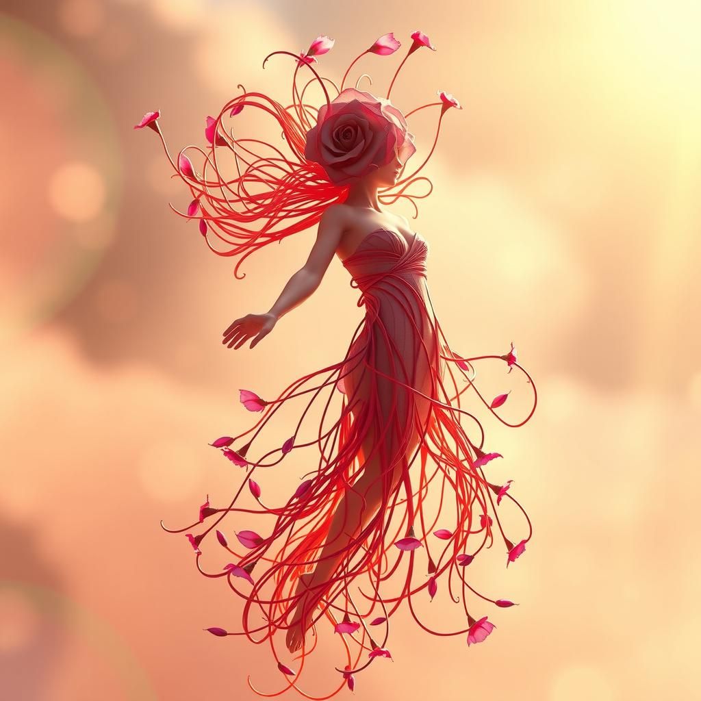 Rose Woman Figure in Ethereal Surrealism
