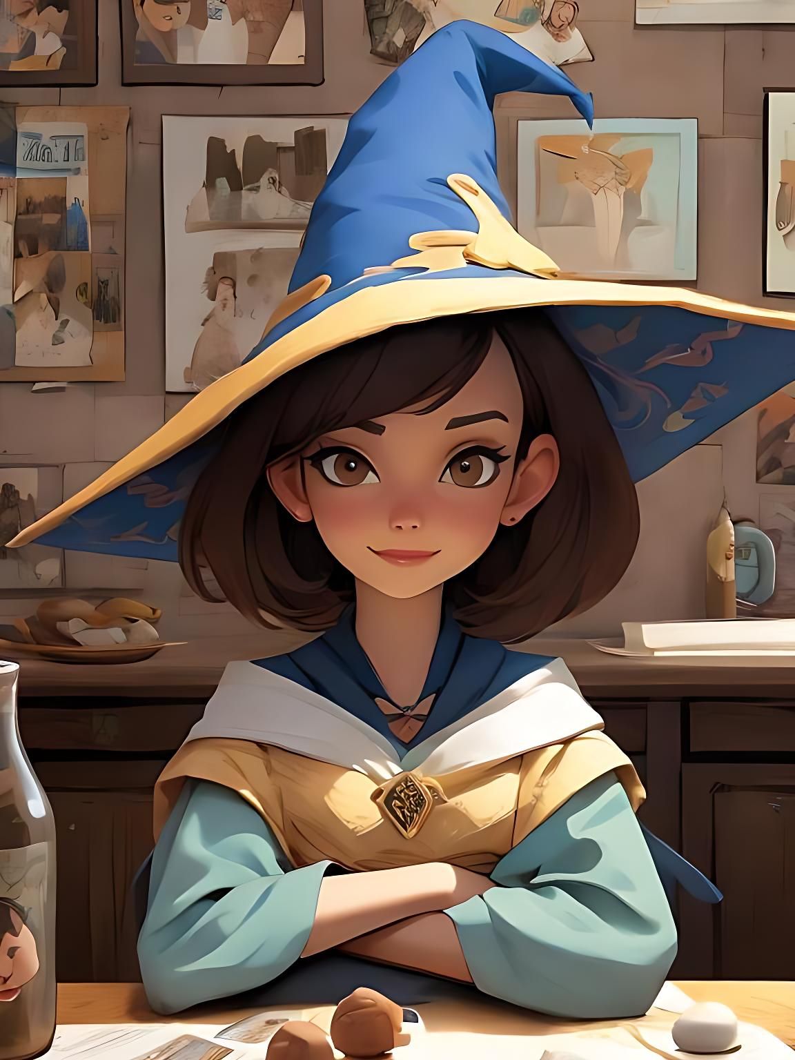 Female Alchemist Caricature in Pixar Style