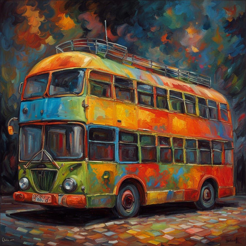 Intricate Oil Painting with Triadic Color Scheme