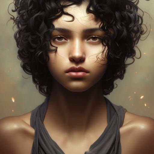 Portrait of Mexican Girl in Hyperdetailed Art Style