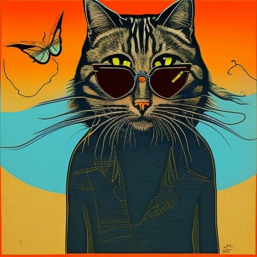 Cat in Sunglasses: Contemporary Portrait