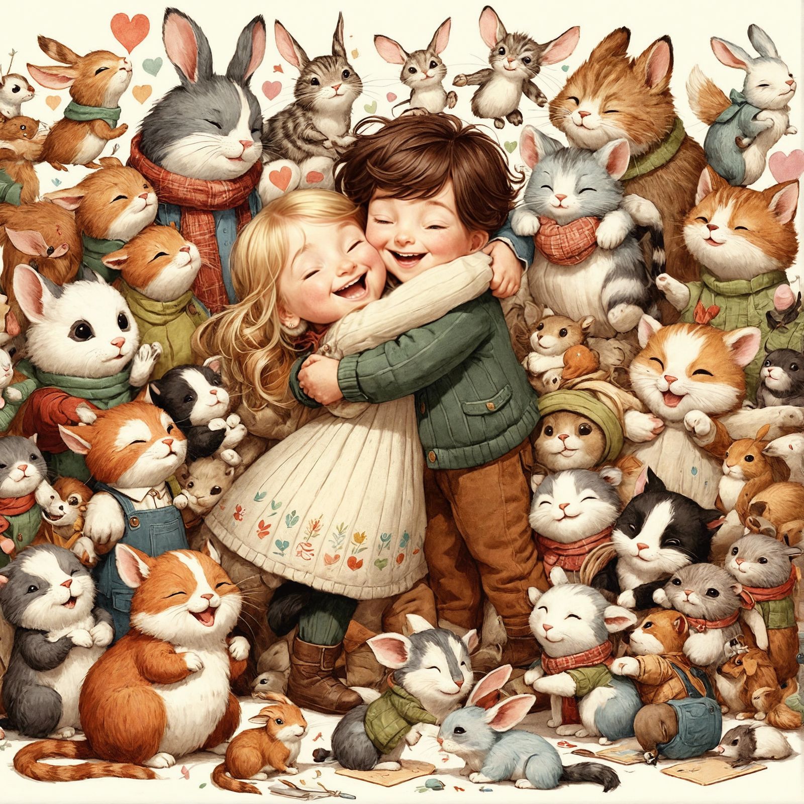Heartwarming Hug with Adorable Critters