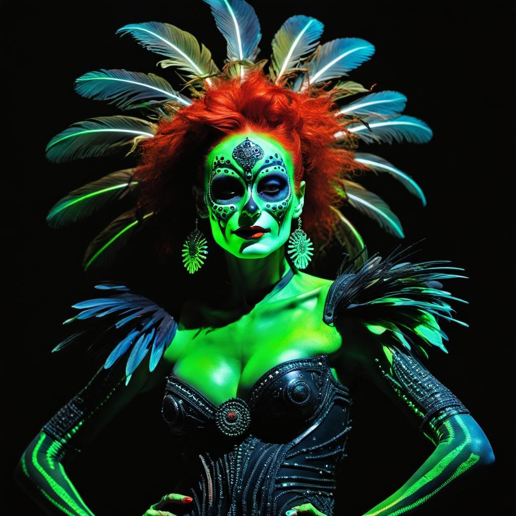 Macabre Samba Dancer with Glowing Body Paint