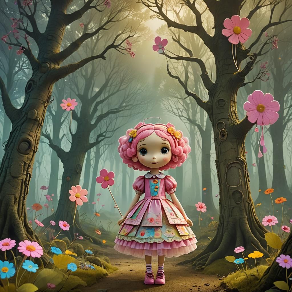 Lalaloopsy in Dreamlike Forest, Fantasy Concept Art