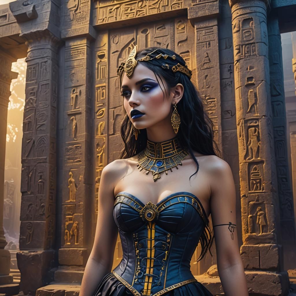 Gothic Girl in Ancient Egypt: Surreal Fantasy Art