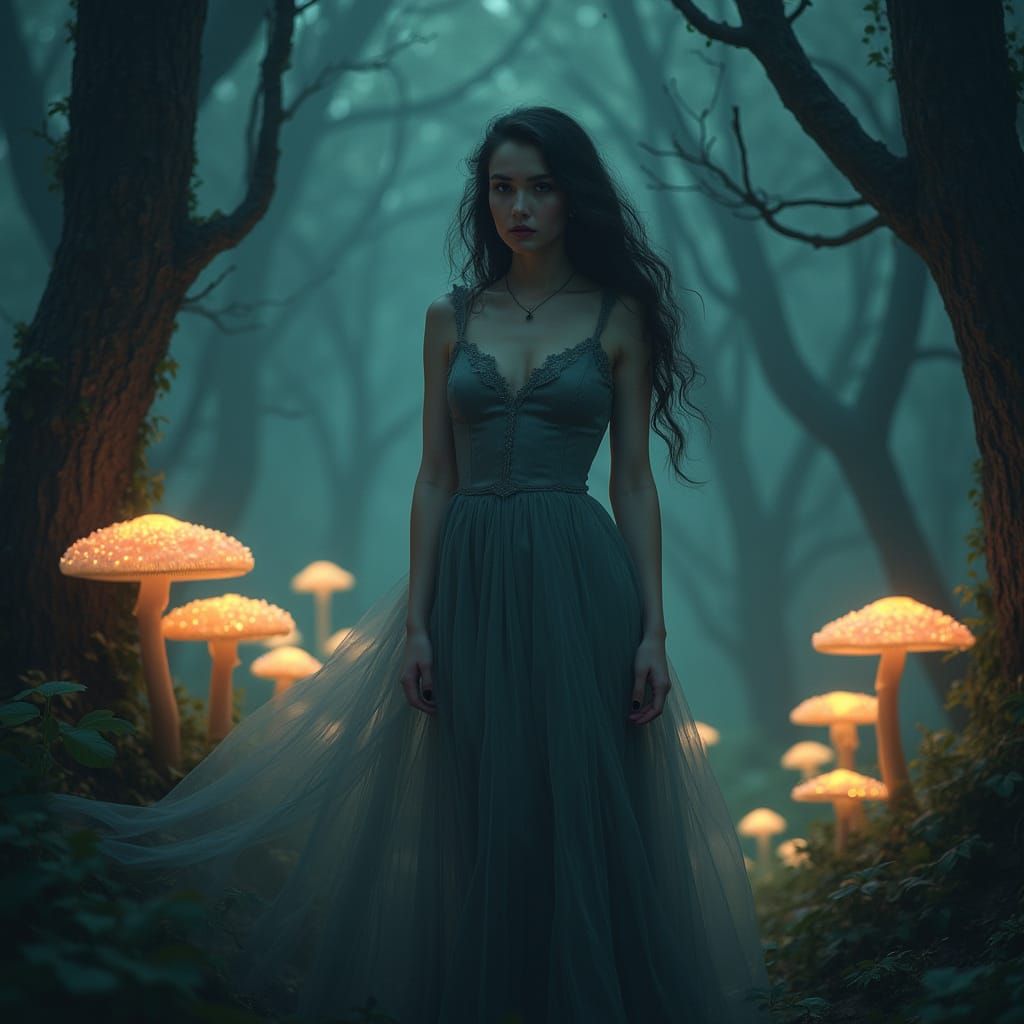 Hollywood Glamour in a Bioluminescent Forest