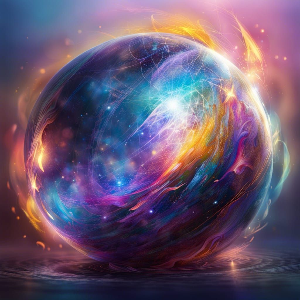 Ethereal Magic Sphere in Hyperrealistic Splash Art