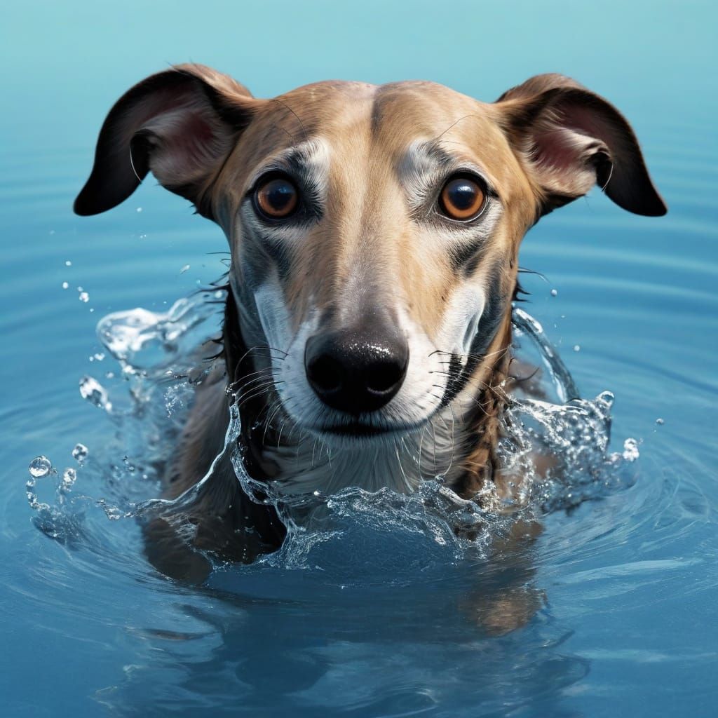 Water shaped like a greyhound dog