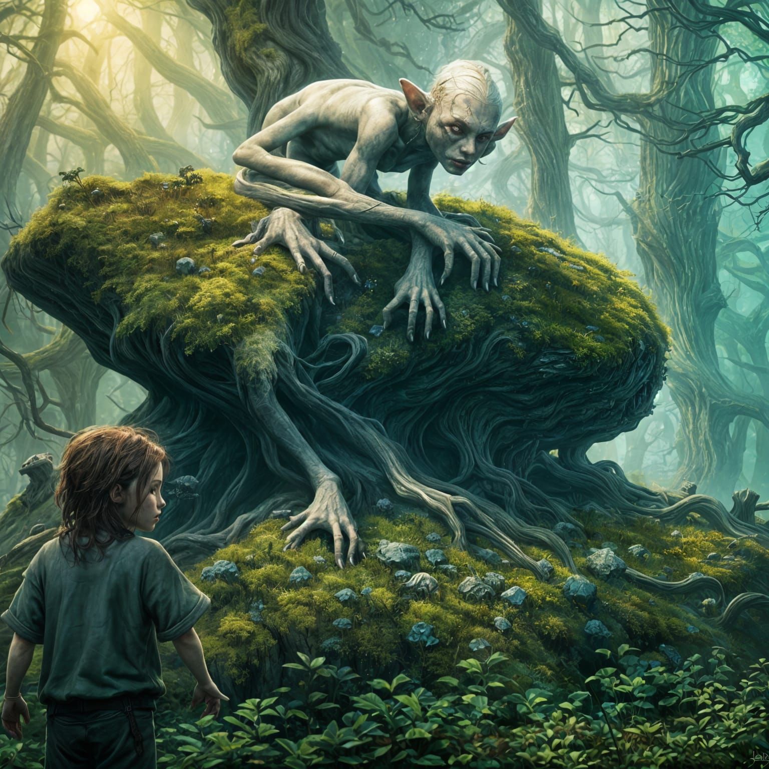 Fantasy Creature on House in Detailed Matte Painting