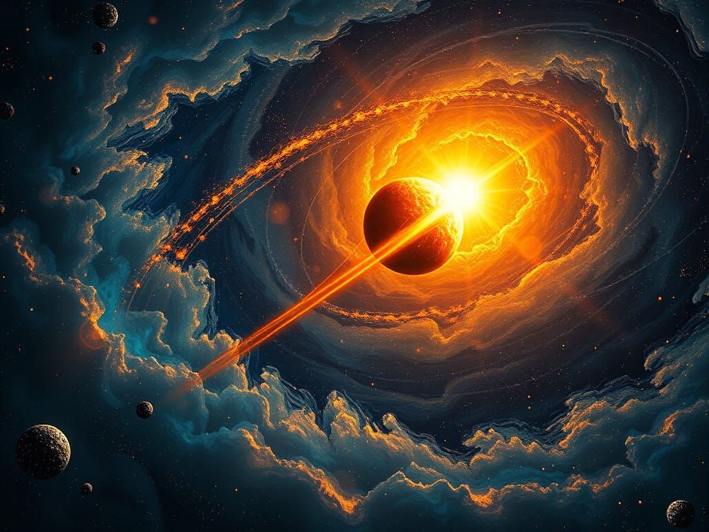 Fiery Cosmic Body Blazes Through the Cosmos in Cosmic Abstra...