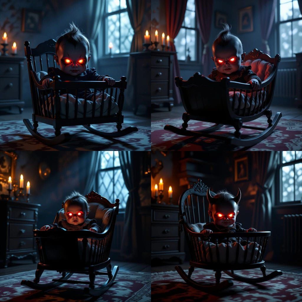 Demonic Infant in Haunted Victorian Nursery