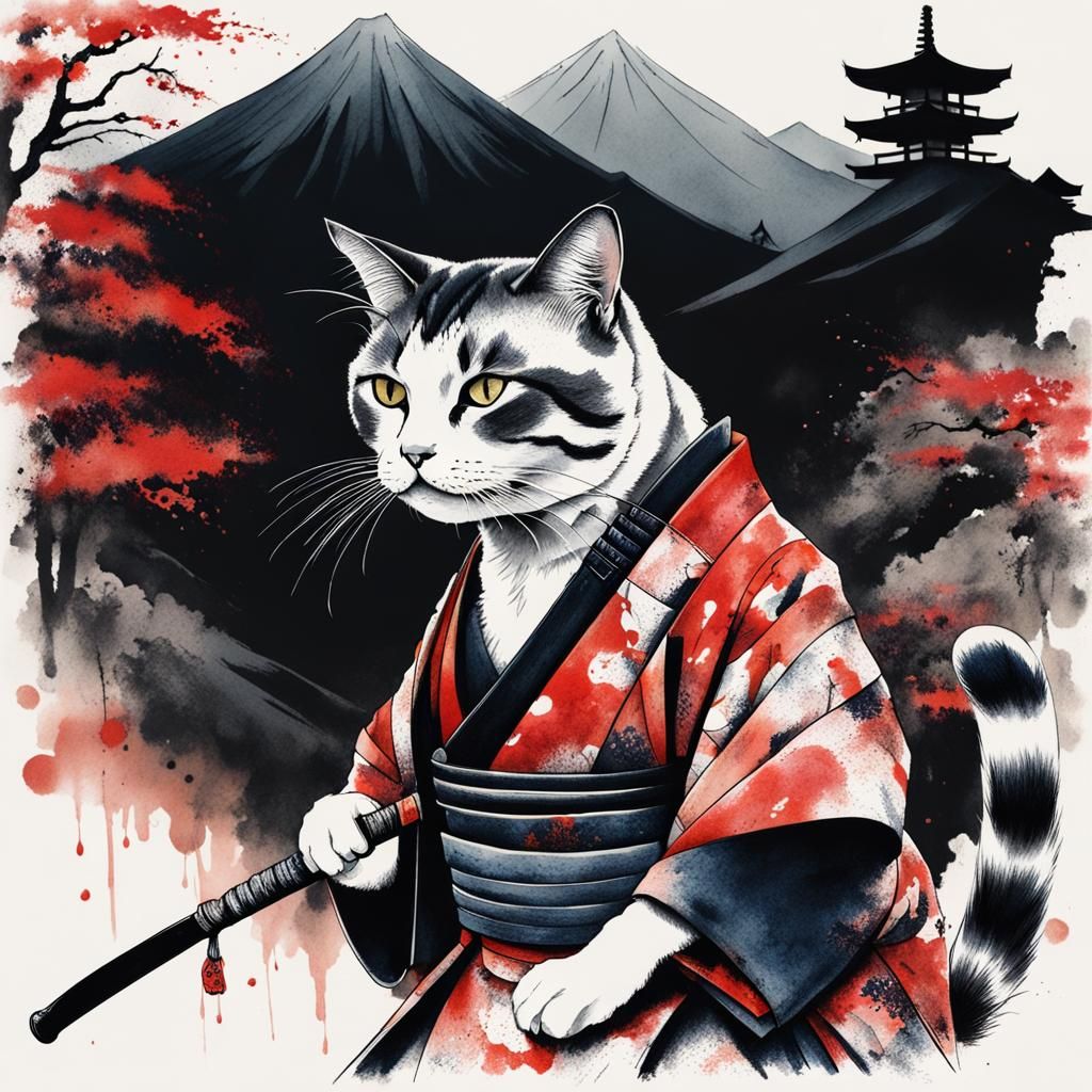 Ink Samurai Cat 😼🖤