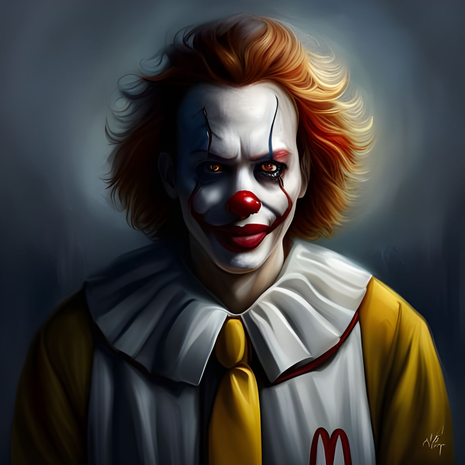 Creepy Killer Clown Portrait in Rococo Style