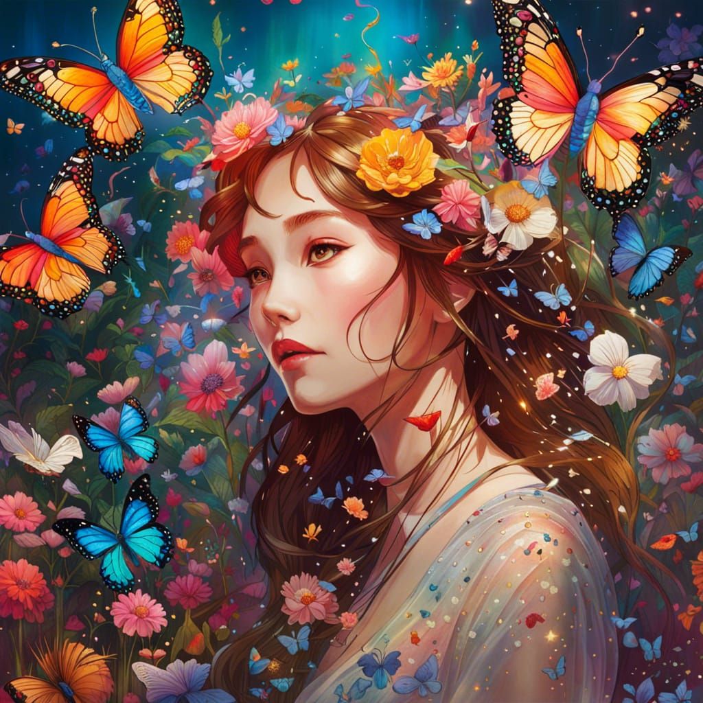 Woman with butterflies