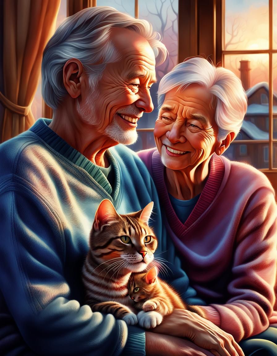 Cozy Couple Portrait in Warm Digital Art Style