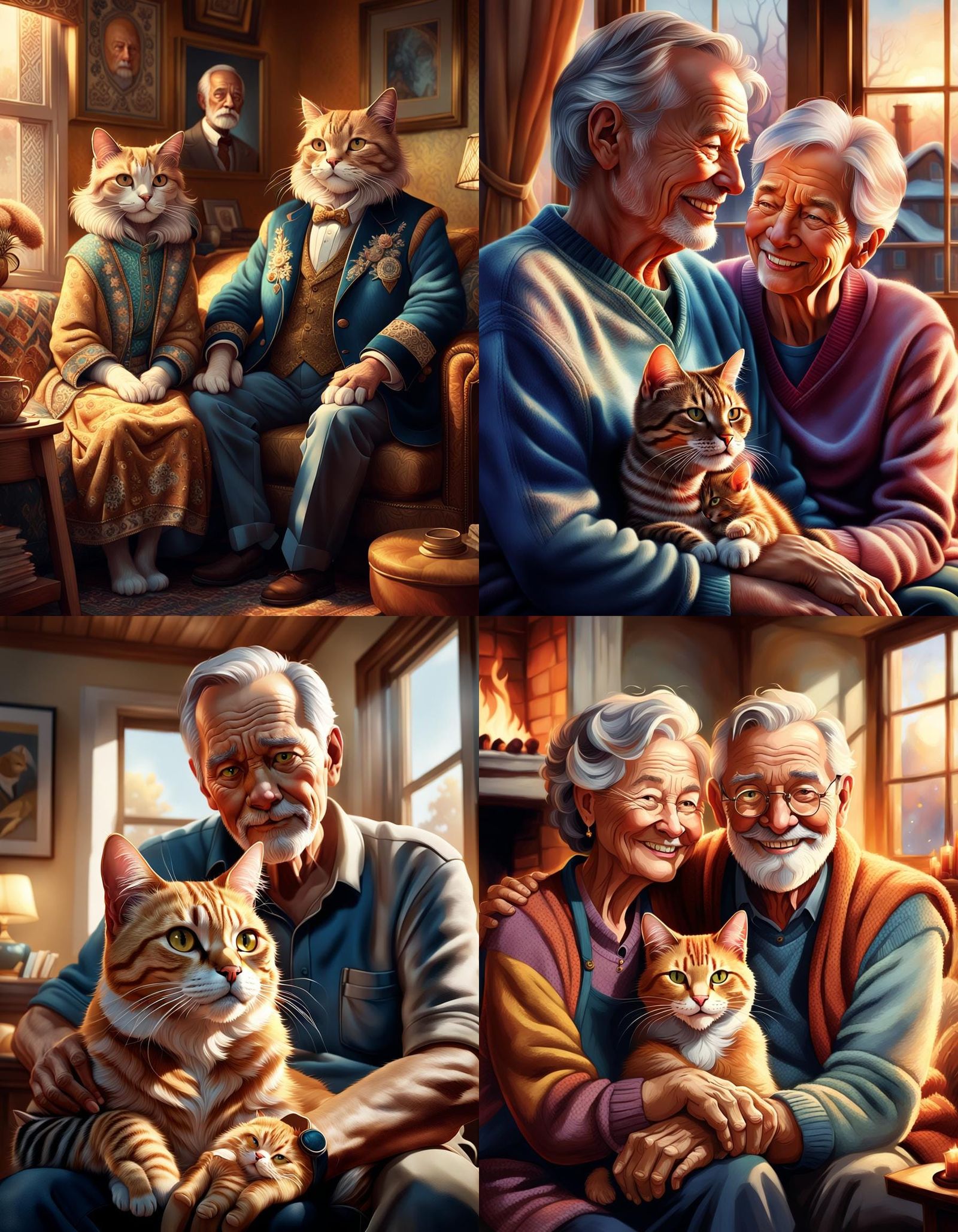 Cozy Home Portrait in Art Nouveau Style