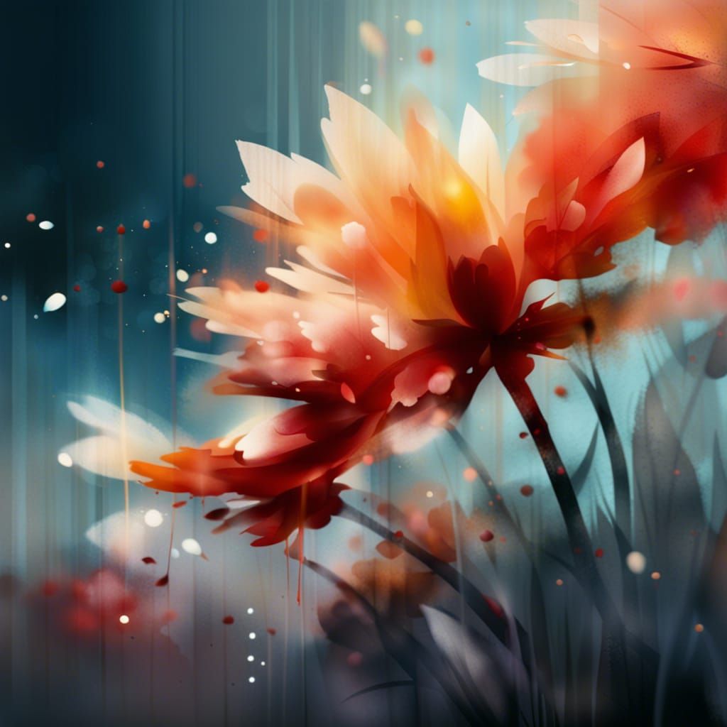 Textured Contemporary Floral Design with Brush Strokes